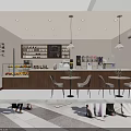 Modern Bubble Tea Shop Interior With Counter Tables Chairs Fruit Display And Menu Board