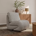 Modern Beige Upholstered Sofa And Fluted Wood Coffee Table Set For Bright Sunlit Living Room