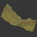 Natural Wood Stone With Green Moss Covered Surface And Rough Texture
