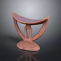 Artisanal Handcrafted Wooden Stool With Curved Top And Unique Base Structure