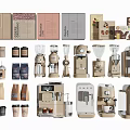 Modern Kitchen Appliances Featuring Coffee Machines Accessories And Packaging Boxes 3d model