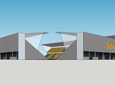 Modern Football Stadium With Unique Roof Design Gray Facade And Sulwha Branding 3d model