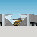 Modern Football Stadium With Unique Roof Design Gray Facade And Sulwha Branding