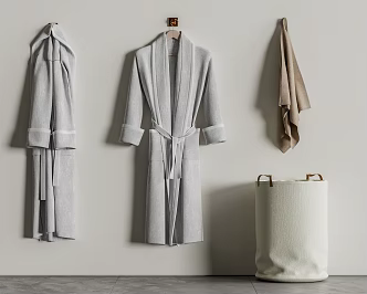 Bathrobe towel dirty clothes basket 3d model