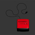 Red Retro Television With Blue Screen And Antenna