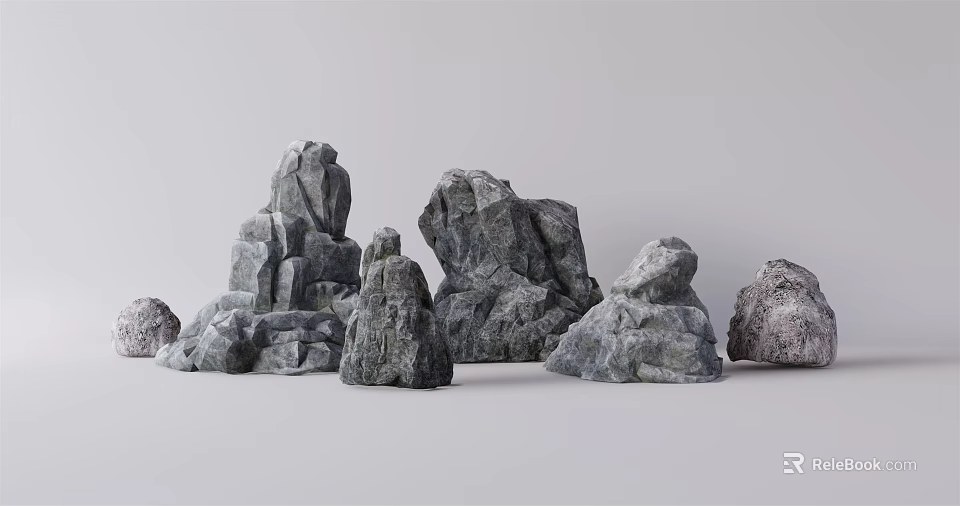 Natural Stone and Wood Decorative Items with Diverse Shapes and Textures 3d model 