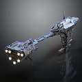 Futuristic Sci-Fi Spaceship 3D Model With Detailed Metallic Structure And Bright Lights