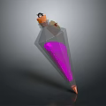 Transparent Conical Commercial Equipment With Purple Liquid And Cork Stopper