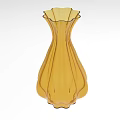 Elegant Yellow Glass Vase With Fluted Design For Home Decor Ornament Set