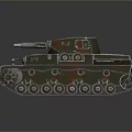 Vintage Military Tank With Camouflage Paint Heavy Tread Tracks And Turret Gun Barrel