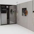 Elegant Modern Wardrobe Interior With Glass Door And Gray Luxury Design