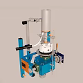 Industrial Equipment With Blue Support Frame Silver Cylindrical Tank Control Handles And Pipes