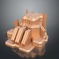 Golden 3D Printed Precision Equipment Featuring Geometric Components And Smooth Reflective Surface 3d model
