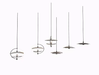 Modern minimalist glass chandelier combination 3d model