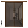 Modern Swing Door With Glass Panel And Wooden Frame For Home Interior
