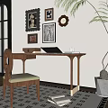 Middle Ancient Study Desk Office Desk 3d model