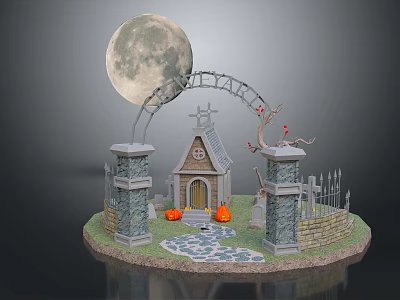 Modern Cartoon Scene Cemetery Cemetery 3d model