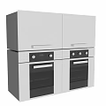 Modern Stainless Steel Built in Double Oven With Control Knobs And Display Panel 3d model