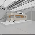 Modern Commercial Equipment Mobile Vending Cart Display With White Platform In Bright Exhibition Space
