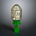 Green Base Lighthouse Structure With Metallic Mesh Top And Transparent Panel