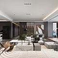 Modern Living Dining Room Interior With Sofa Coffee Table Rug And Floor To Ceiling Windows