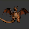 Orange Dragon Game Movie Character With Red Wings And Mythical Features