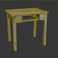 Distressed White Wooden Table With Weathered Surface And Simple Straight Legs