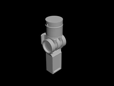 3D Rendering of Mechanical Component with Cylindrical Top and Pipe Connections 3d model