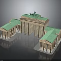 Historic Brandenburg Gate Model With Classical Columns Green Copper Roof And Quadriga Statue