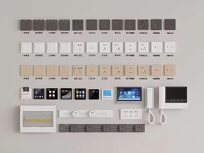 Different Types Of Switch Panels With Smart Functions And Colors 3d model
