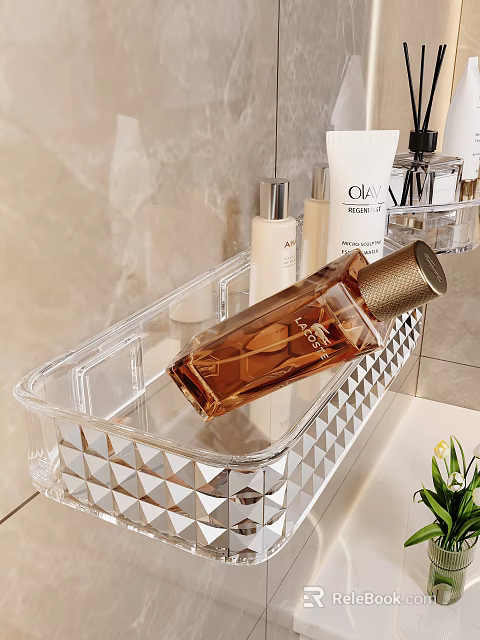 Transparent Diamond Pattern Bathroom Organizer in Bathroom 3d model 