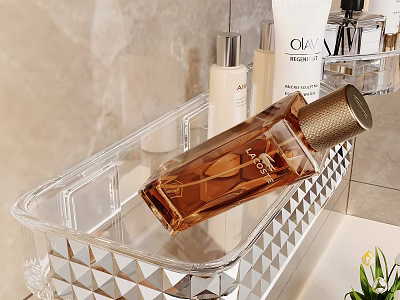 Transparent Diamond Pattern Bathroom Organizer in Bathroom 3d model