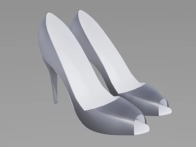 Gray and White Peep Toe Stiletto Heels with Slim Heel and Modern Design 3d model