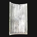 Illuminated Transparent Curved Screen With Hanging Vertical Lines And Surrounding Small Lights