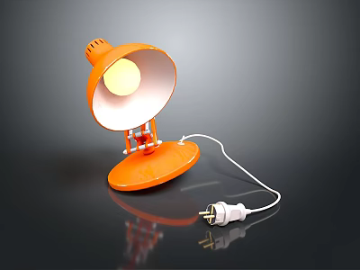 Orange Table Lamp With Base Shade Bulb And Power Cord 3d model
