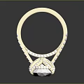 Elegant White Stone Ring With Small Decorative Stones And Metal Band