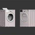 Two Modern Rose Gold Front Load Washing Machines With Digital Control Panels 3d model