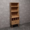 Wooden Sideboard With Open Shelves Drawer And Simple Design In Wallpaper Room