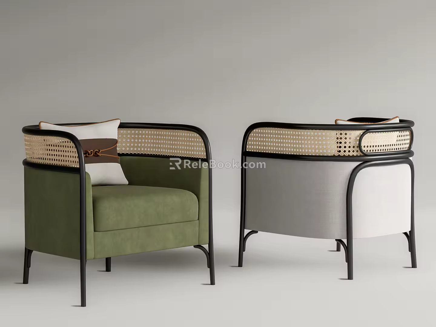 New Chinese Style Single Sofa Rattan Single Sofa 3d model