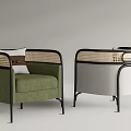 New Chinese Style Single Sofa Rattan Single Sofa 3d model