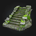 Moss Covered Stone Steps With Irregular Natural Blocks In Landscape Design 3d model