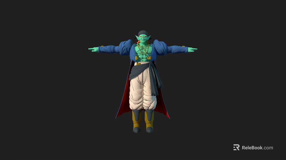 Game Movie Character 3D Model Featuring Green Skin Blue Coat White Pants Yellow Boots 3d model 
