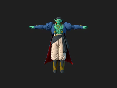 Game Movie Character 3D Model Featuring Green Skin Blue Coat White Pants Yellow Boots 3d model