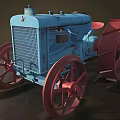 Vintage Blue Tractor With Red Wheels And Star Emblem Design 3d model