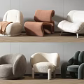 Modern Single Sofa Cream Single Sofa 3d model