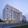 Modern Hotel Building Exterior Design With Large Glass Windows Multi Storey Structure And Greenery