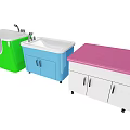 Colorful Bathtubs With Cabinet Storage In Green Blue And Pink Design