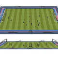 Standard Football Field Layout Featuring Green Grass Players Goalposts And Surrounding Track