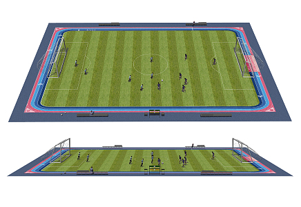 modern football field football field game football field school pitch 3d model