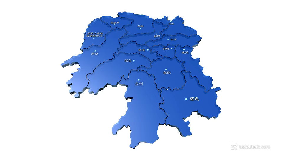 Blue China Map Wall Decor with City Names and 3D Design for Modern Interior 3d model 